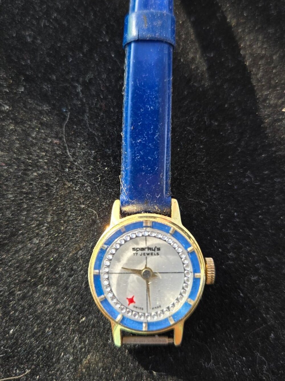 Vintage 1970s Sparky’s 17 Jewels Mechanical winding Blue Watch Swiss
